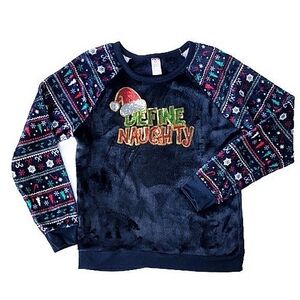 Christmas Velour Define Naughty Long Sleeve Top